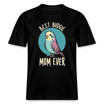 Dedicated to the budgie moms -  RELAXED FIT Unisex Organic T-Shirt - black - Front - Alina (178cm) & Michal (187cm)