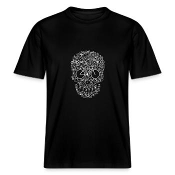 Bicycle Skull -  RELAXED FIT Unisex Organic T-Shirt - Schwarz - Vorne - Alina (178cm) & Michal (187cm)