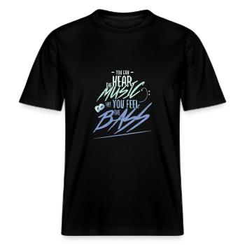 Bassist, Musiker, Bassgitarre -  RELAXED FIT Unisex Organic T-Shirt - Schwarz - Vorne - Alina (178cm) & Michal (187cm)