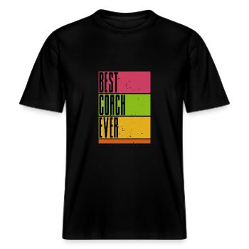 Coach - Meilleur entraîneur de tous les temps - Der beste Trainer -  T-shirt unisexe RELAXED FIT en coton bio - noir - Devant - Alina (178cm) & Michal (187cm)