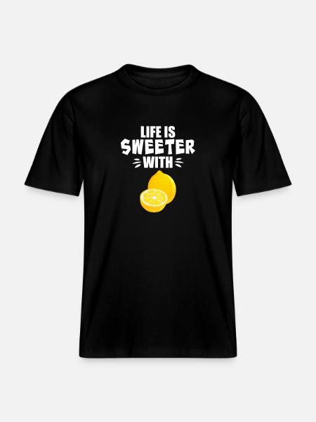 Life Is Sweeter With Lemon -  RELAXED FIT Unisex Organic T-Shirt - black