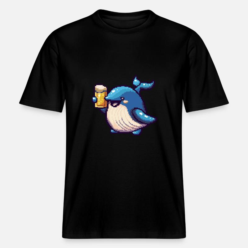 Wal Pixel Bier -  RELAXED FIT Unisex Organic T-Shirt - Schwarz