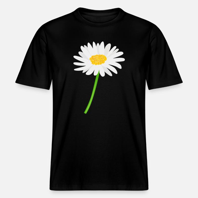 Blume Gänseblümchen mit Stiel -  RELAXED FIT Unisex Organic T-Shirt - Schwarz