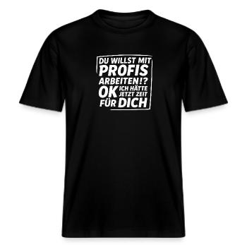 du willst mit profis arbeiten ok.... -  RELAXED FIT Unisex Organic T-Shirt - Schwarz - Vorne - Alina (178cm) & Michal (187cm)