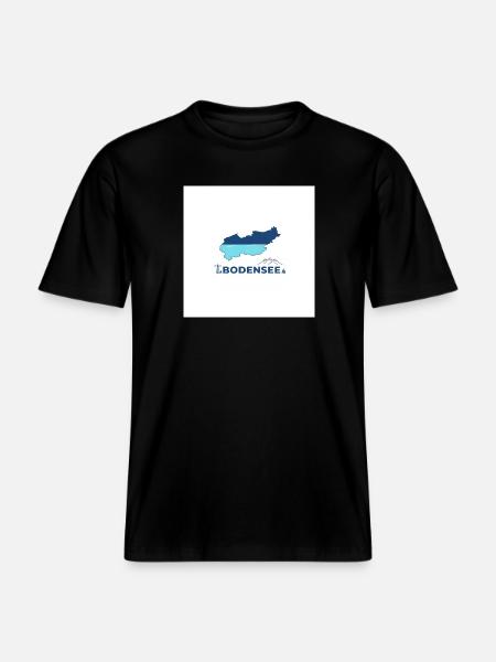 Bodensee Landschaftslogo Seeufer -  RELAXED FIT Unisex Organic T-Shirt - Schwarz