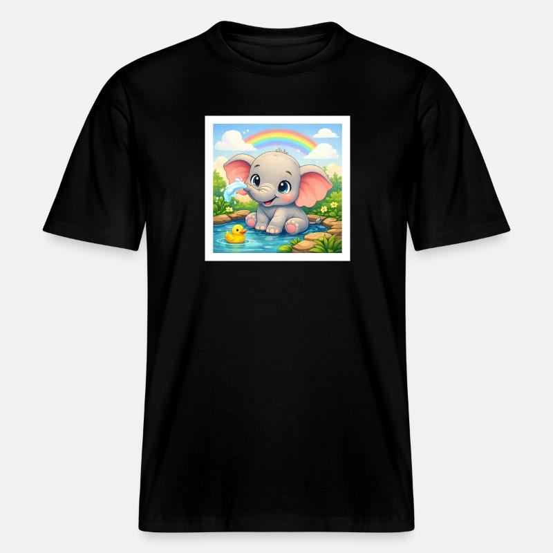Elli der Elefant - RELAXED FIT Unisex Organic T-Shirt - Schwarz