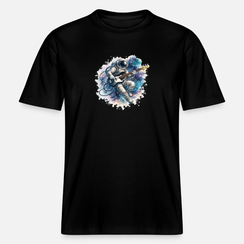 Astronaute spatial avec basse -  T-shirt unisexe RELAXED FIT en coton bio - noir