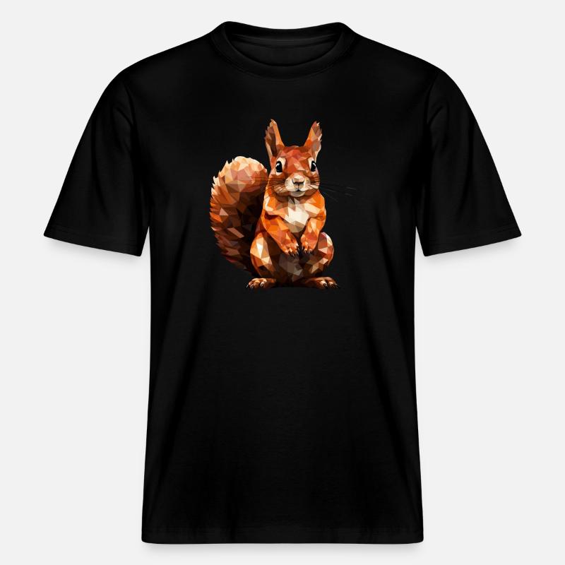 Eichhörnchen im Polygon Stil -  RELAXED FIT Unisex Organic T-Shirt - Schwarz