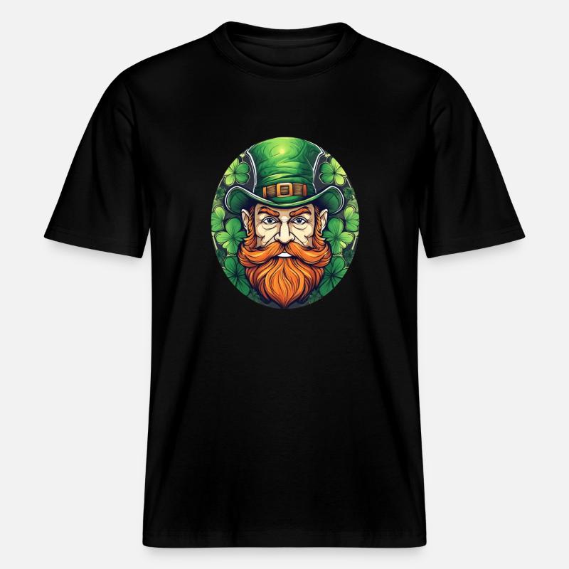 Lutin Trèfle de la Saint-Patrick - T-shirt unisexe RELAXED FIT en coton bio - noir