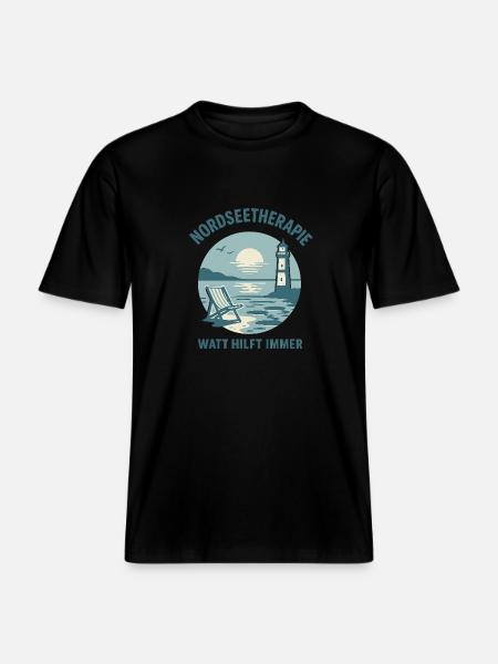 Nordseetherapie - Watt hilft immer -  RELAXED FIT Unisex Organic T-Shirt - Schwarz