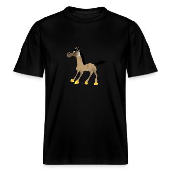 horse 01 -  RELAXED FIT Unisex Organic T-Shirt - black - Front - Alina (178cm) & Michal (187cm)