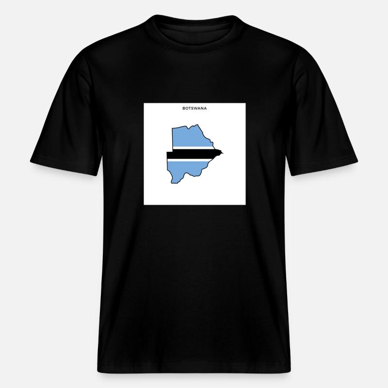 Botswana (Botswana) drapeau, carte - T-shirt unisexe RELAXED FIT en coton bio - noir