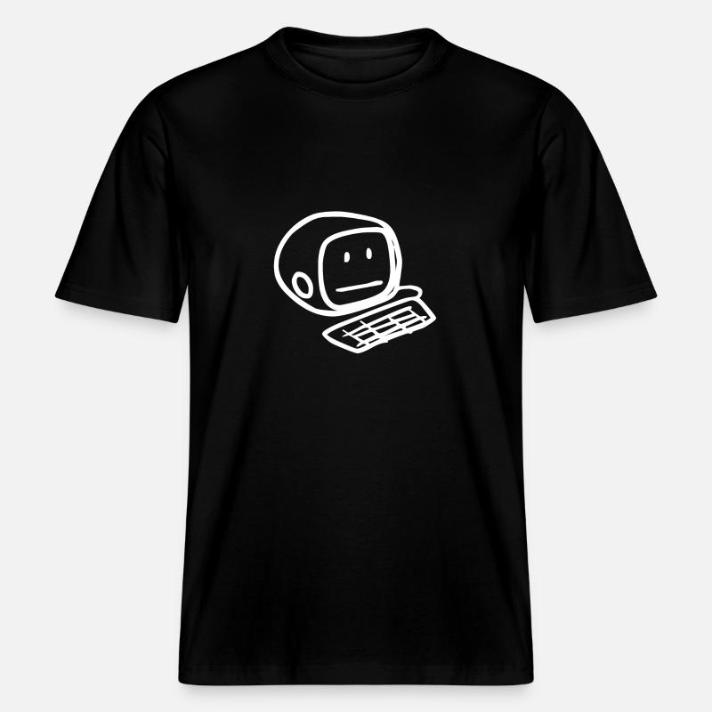 Computer Smiley Face (White) -  RELAXED FIT Unisex Organic T-Shirt - black
