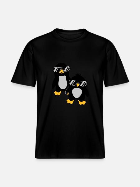 Penguins Crew 2 Amis - T-shirt unisexe RELAXED FIT en coton bio - noir