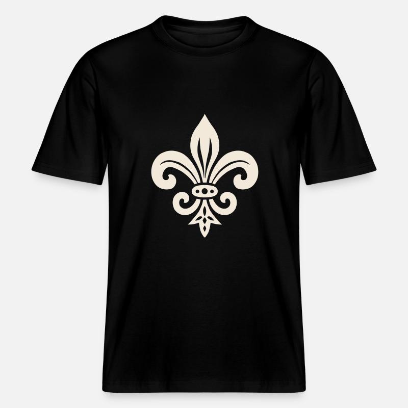 Simple Fleur de lis Design -  T-shirt unisexe RELAXED FIT en coton bio - noir