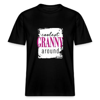 Coolest Granny -  RELAXED FIT Unisex Organic T-Shirt - Schwarz - Vorne - Alina (178cm) & Michal (187cm)