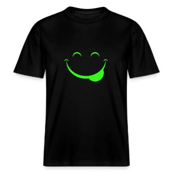 Drôle de visage -  T-shirt unisexe RELAXED FIT en coton bio - noir - Devant - Alina (178cm) & Michal (187cm)