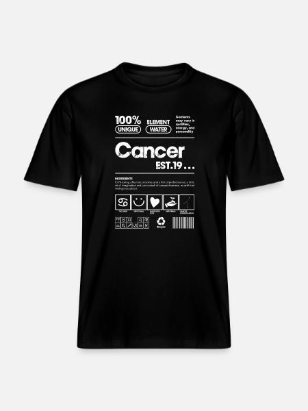 Cancer Water Zodiac Emblem - RELAXED FIT Unisex Organic T-Shirt - black