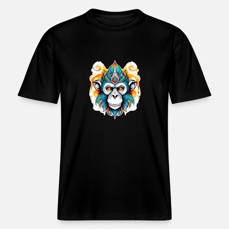 Affe Stencil -  RELAXED FIT Unisex Organic T-Shirt - Schwarz