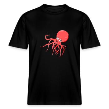 Tintenfisch -  RELAXED FIT Unisex Organic T-Shirt - Schwarz - Vorne - Alina (178cm) & Michal (187cm)