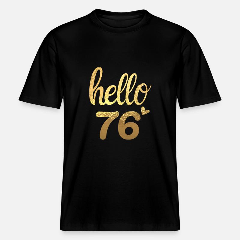 Hello 76 doré - T-shirt unisexe RELAXED FIT en coton bio - noir