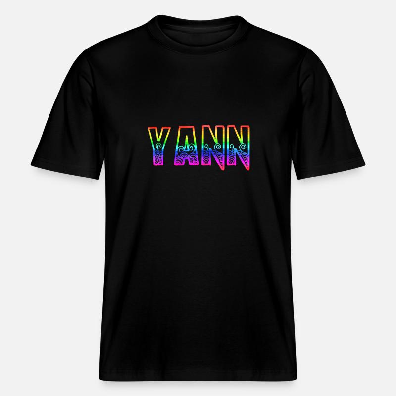 yann rs arc-en-ciel -  T-shirt unisexe RELAXED FIT en coton bio - noir
