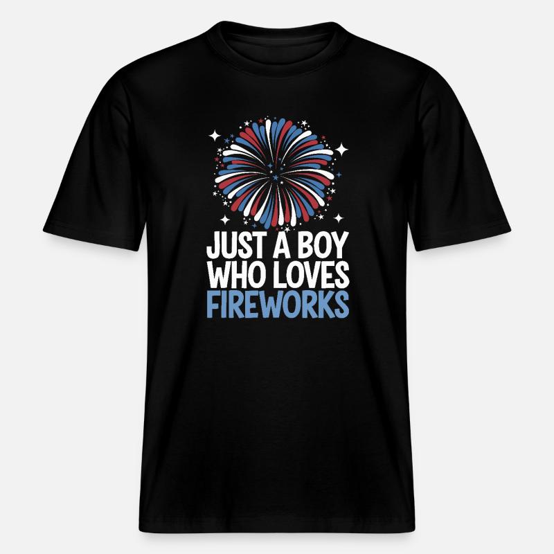 Pyrotechnie Feux d’artifice Pyrotechnie -  T-shirt unisexe RELAXED FIT en coton bio - noir