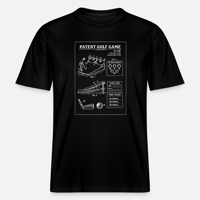 Plan de jeu de golf breveté -  T-shirt unisexe RELAXED FIT en coton bio - noir
