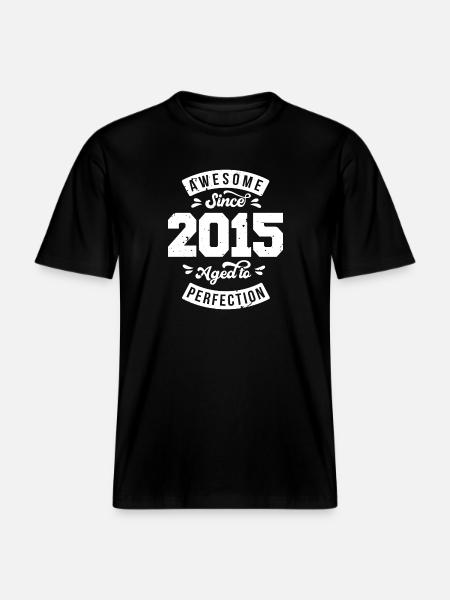 Millésime 2015 anniversaire - rétro 2015 -  T-shirt unisexe RELAXED FIT en coton bio - noir