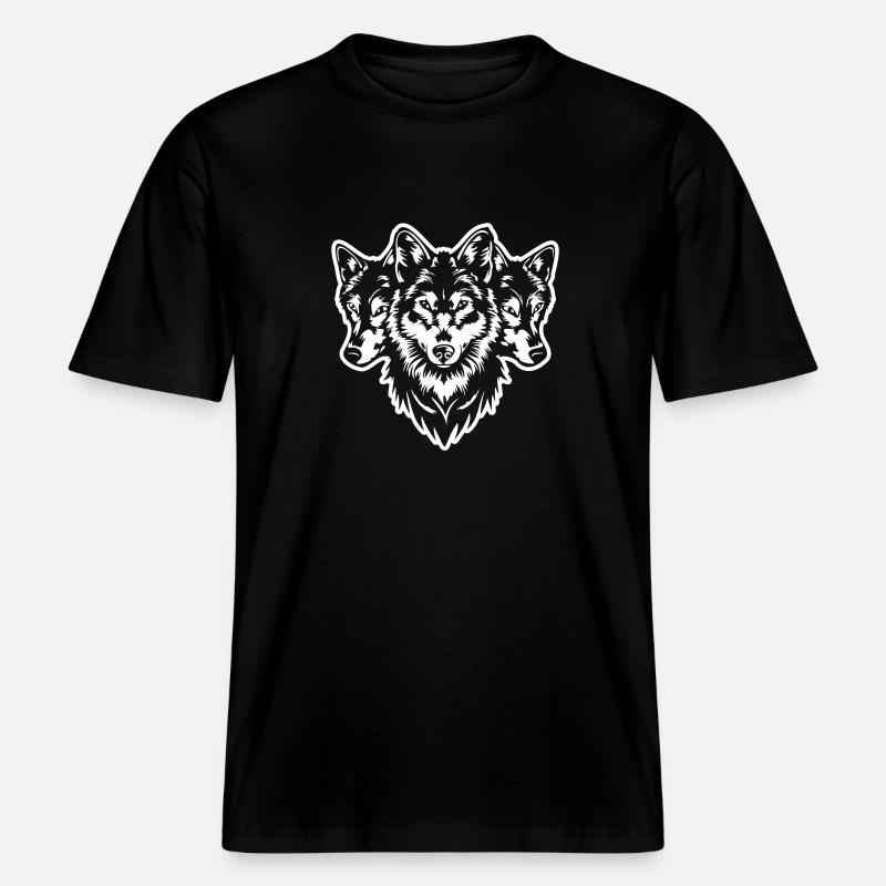 Wolf Pack Wolf Head - RELAXED FIT Unisex Organic T-Shirt - black