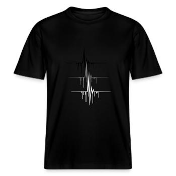 pulse_graffiti -  RELAXED FIT Unisex Organic T-Shirt - Schwarz - Vorne - Alina (178cm) & Michal (187cm)