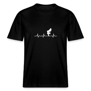 formation culturiste poids rythme cardiaque deadlift -  T-shirt unisexe RELAXED FIT en coton bio - noir - Devant - Alina (178cm) & Michal (187cm)