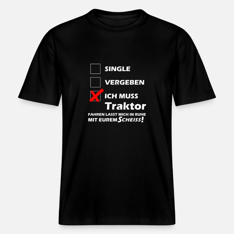 Traktor Single -  RELAXED FIT Unisex Organic T-Shirt - Schwarz