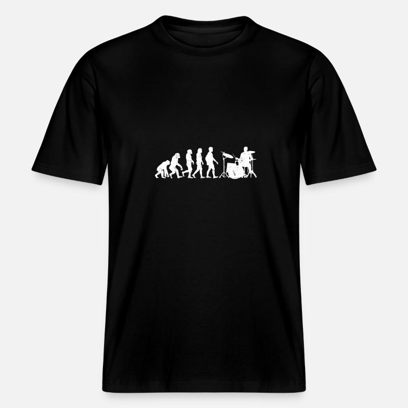 Drummer évolution cadeau batterie batteur -  T-shirt unisexe RELAXED FIT en coton bio - noir