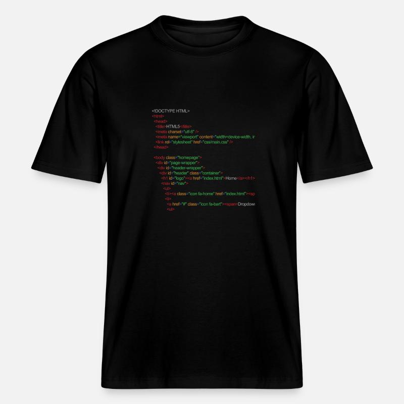 HTML5 code -  RELAXED FIT Unisex Organic T-Shirt - black