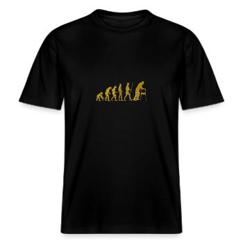 Evolution Alter Mann Golden Glitter Effekt -  RELAXED FIT Unisex Organic T-Shirt - Schwarz - Vorne - Alina (178cm) & Michal (187cm)