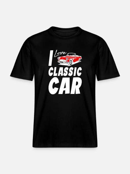 I Love Classic Car - RELAXED FIT Unisex Organic T-Shirt - black