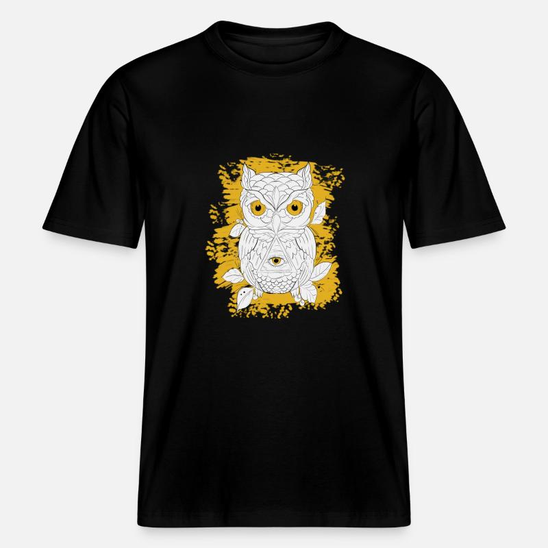 GOLDENE EULE LINEAR -  RELAXED FIT Unisex Organic T-Shirt - Schwarz