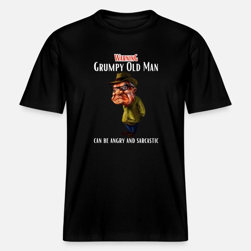 Warning Grumpy Old Man -  RELAXED FIT Unisex Organic T-Shirt - Schwarz