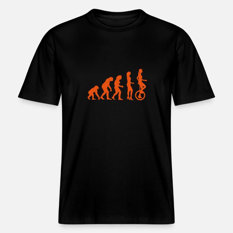 evolution_einradfahrerin_1c -  T-shirt unisexe RELAXED FIT en coton bio - noir