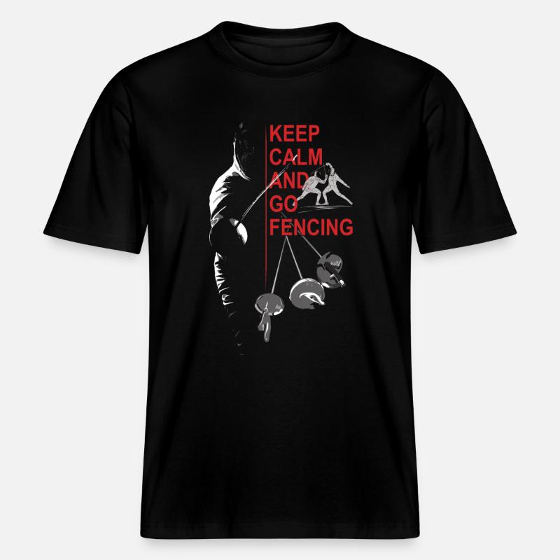 Fechten, Geschenk, Training, Keep Calm -  RELAXED FIT Unisex Organic T-Shirt - Schwarz
