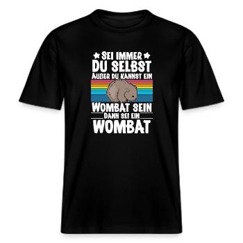 Wombat -  RELAXED FIT Unisex Organic T-Shirt - Schwarz - Vorne - Alina (178cm) & Michal (187cm)
