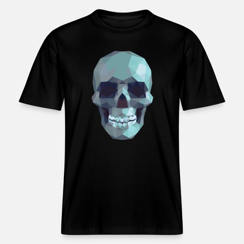 Low Poly Blue Skull – Geometrisch-Gotik-Stil -  RELAXED FIT Unisex Organic T-Shirt - Schwarz