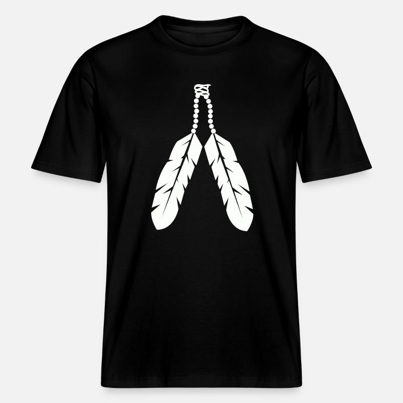 Conception de pendentif en plume autochtone -  T-shirt unisexe RELAXED FIT en coton bio - noir