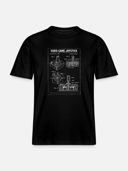Retro Joystick Blueprint - RELAXED FIT Unisex Organic T-Shirt - black