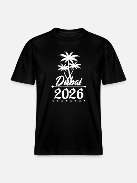 Dubai 2026 Palmen Emblem - RELAXED FIT Unisex Organic T-Shirt - Schwarz