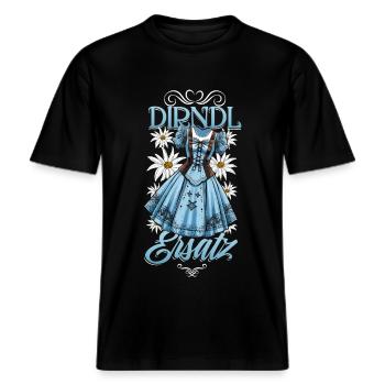 Dirndl Ersatz -  RELAXED FIT Unisex Organic T-Shirt - Schwarz - Vorne - Alina (178cm) & Michal (187cm)