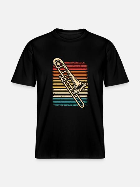 Trombone Player Retro Trombone Trombonist -  RELAXED FIT Unisex Organic T-Shirt - black