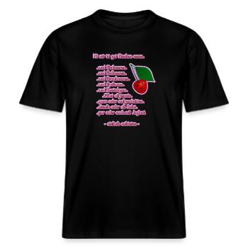 Gut Kirschen Essen - Obstsalat - DIGITAL -  RELAXED FIT Unisex Organic T-Shirt - Schwarz - Vorne - Alina (178cm) & Michal (187cm)