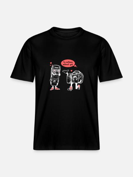 Photographe caméra objectif - T-shirt unisexe RELAXED FIT en coton bio - noir